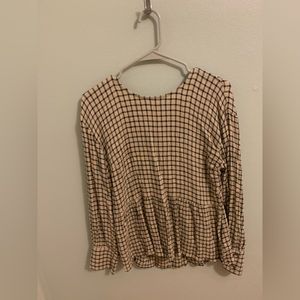 MADEWELL Plaid Peplum Top size Small *Like New*